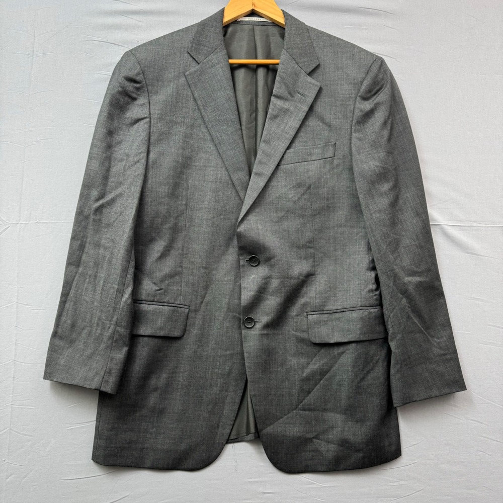 Hickey Freeman Mens‎ 40R Gray Worsted Wool 2 Button Blazer Suit Jacket YL003